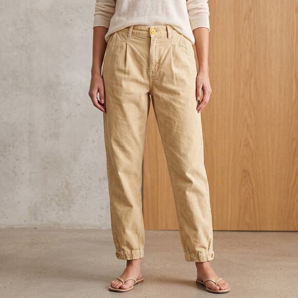 Free People Handbags - Free People Women's Pleated Tapered Pants Beige Boho Chino Khaki Size 2